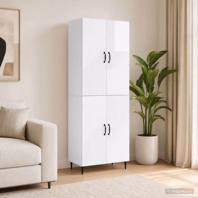 Set di armadi 2 pz Bianco Lucido Legno ingegnerizzato 3416623