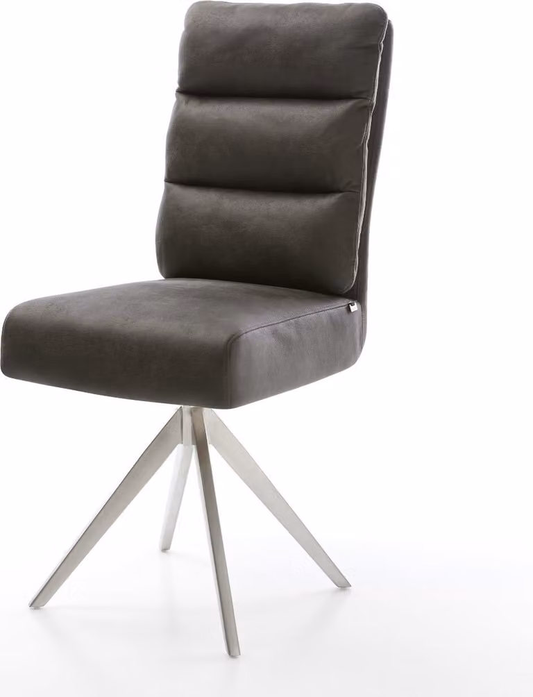 Sedia da pranzo DELIFE Pela-Flex in microfibra antracite con struttura a croce vintage e anima a molle tascabili in acciaio inox