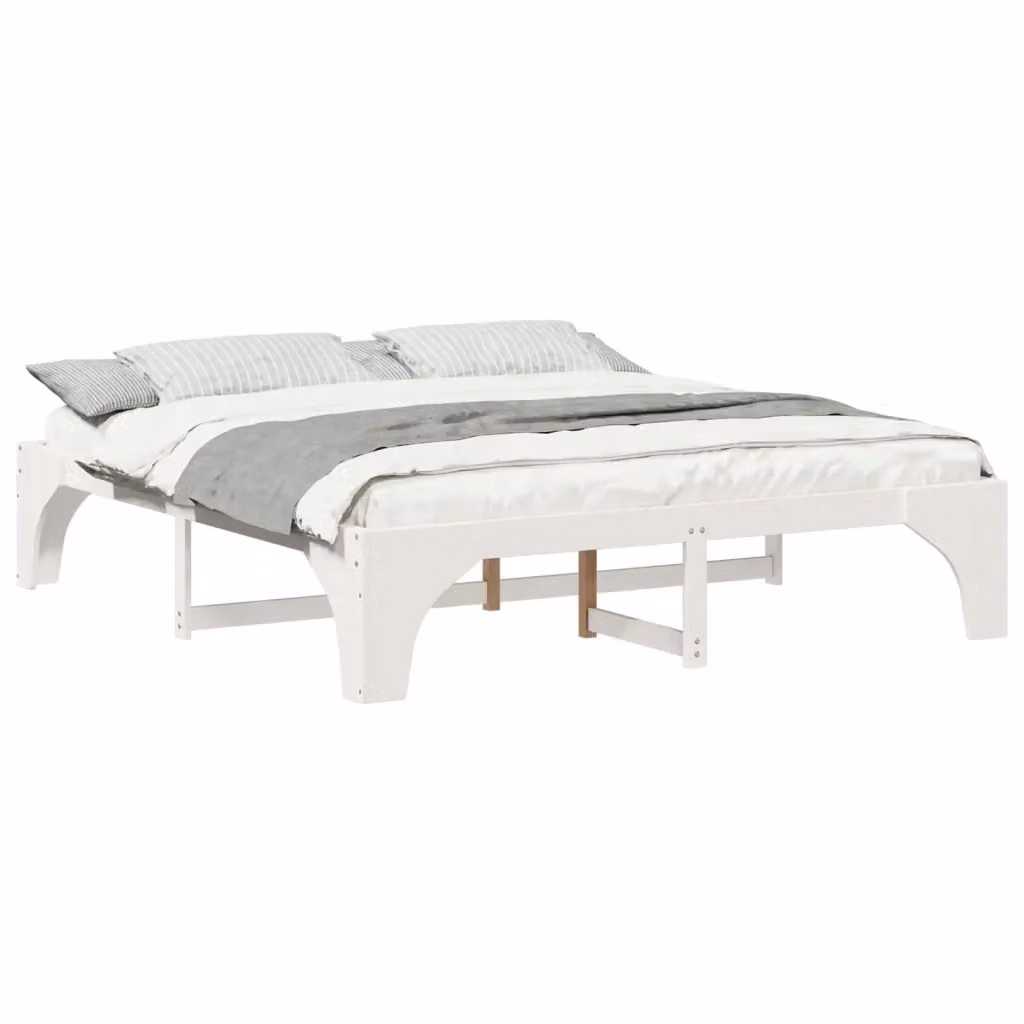 Struttura del letto moderna vidaXL in pino massello bianco L/P: 200 x 200 cm – 2