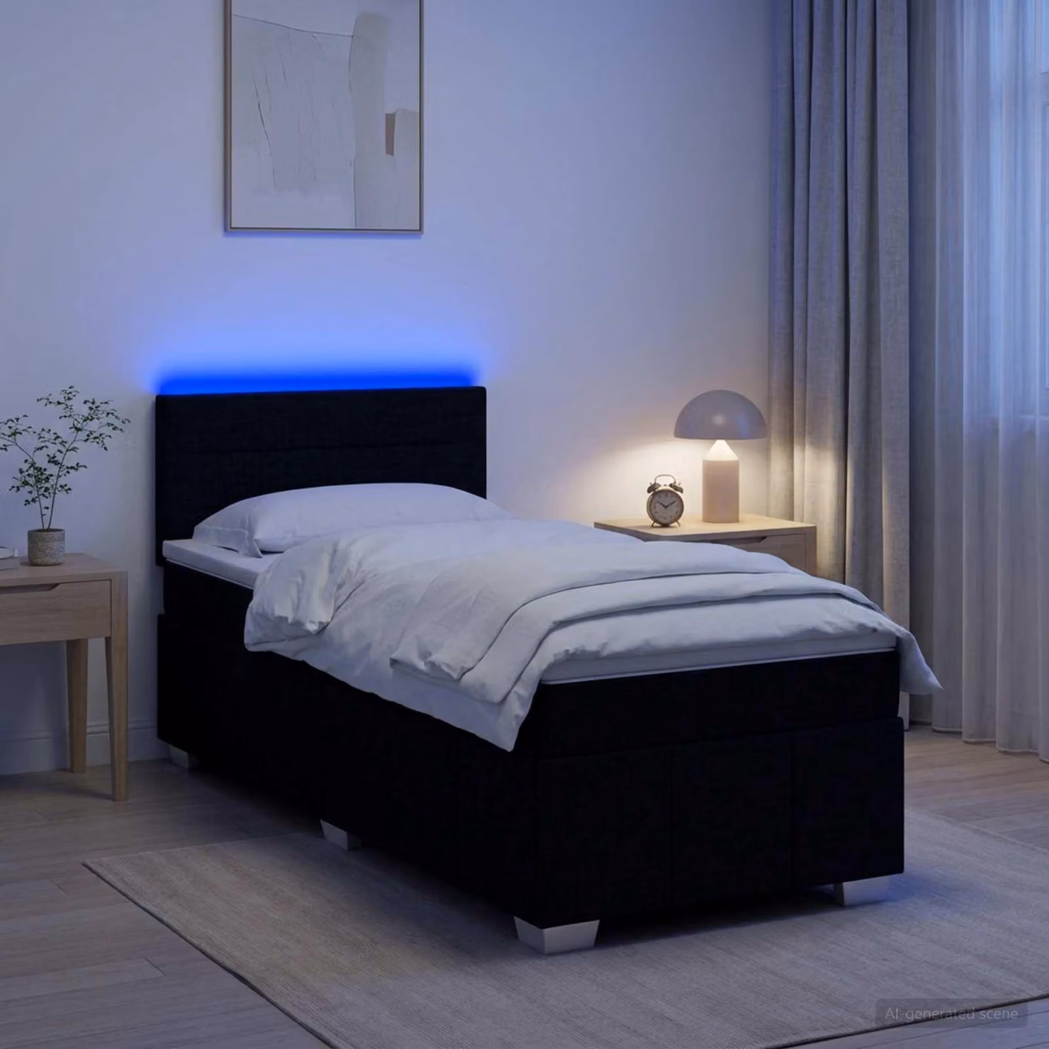 Maison Exclusive - Letto boxspring con materasso nero 90 x 190 cm Tessuto