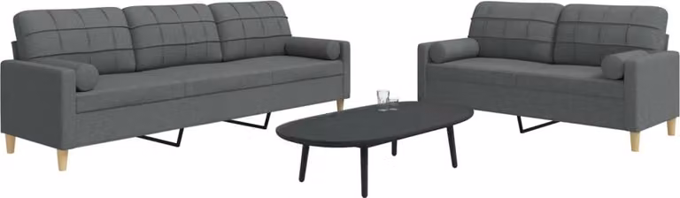 Maison Exclusive - Set divano a 2 posti con cuscini decorativi in tessuto grigio scuro