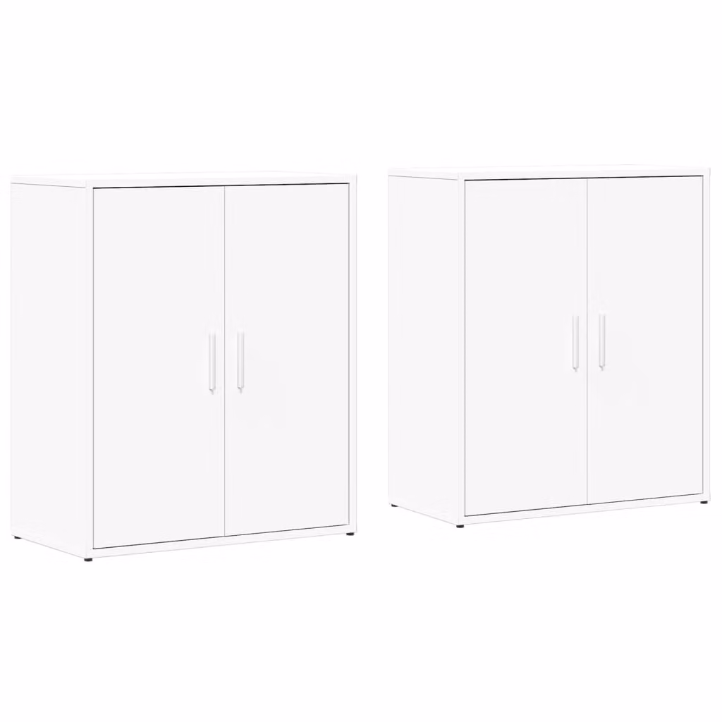 Credenze 2 pz Bianche 60x31x70 cm in Legno Multistrato