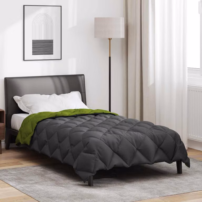 vidaXL Piumone Invernale in Microfibra Traspirante Verde e Antracite L: 140 cm x P: 220 cm