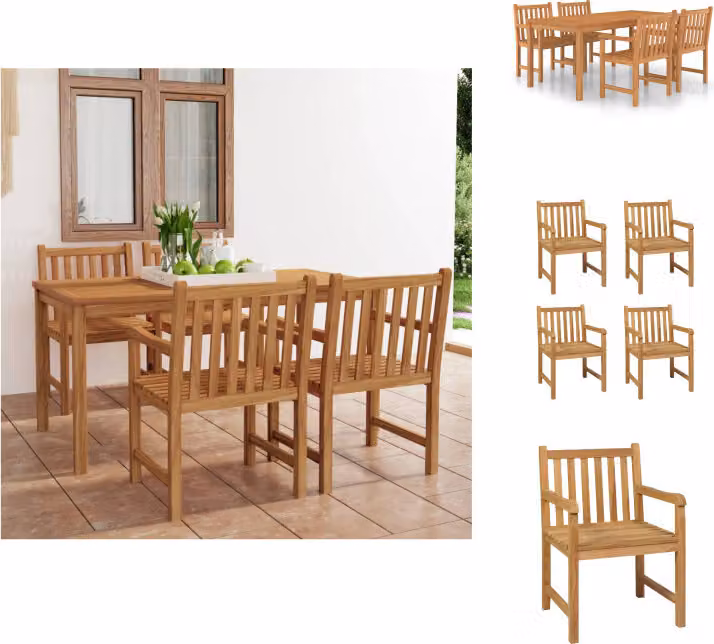 vidaXL Set da pranzo da giardino 5 pezzi in teak massiccio - Set di mobili da giardino