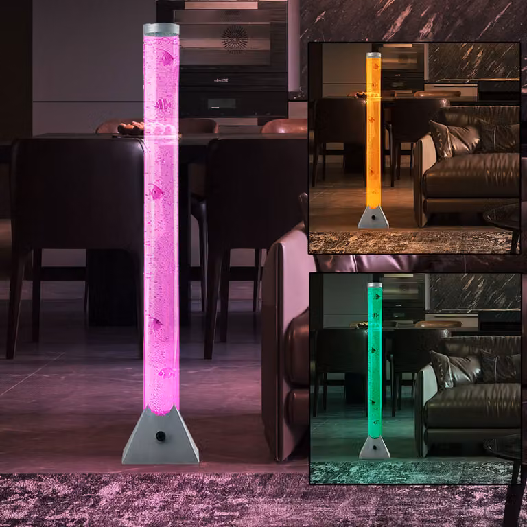 Lampada da terra LED RGB, con cinque pesci, H 122 cm
