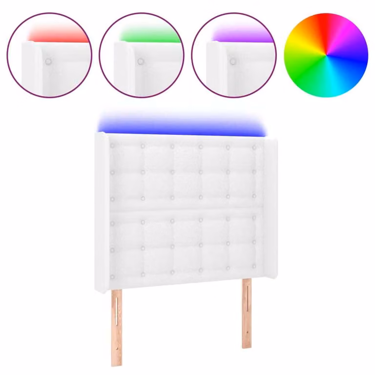 Testiera ad Orecchio Bianco 83x16x118/128 cm in Pelle finta