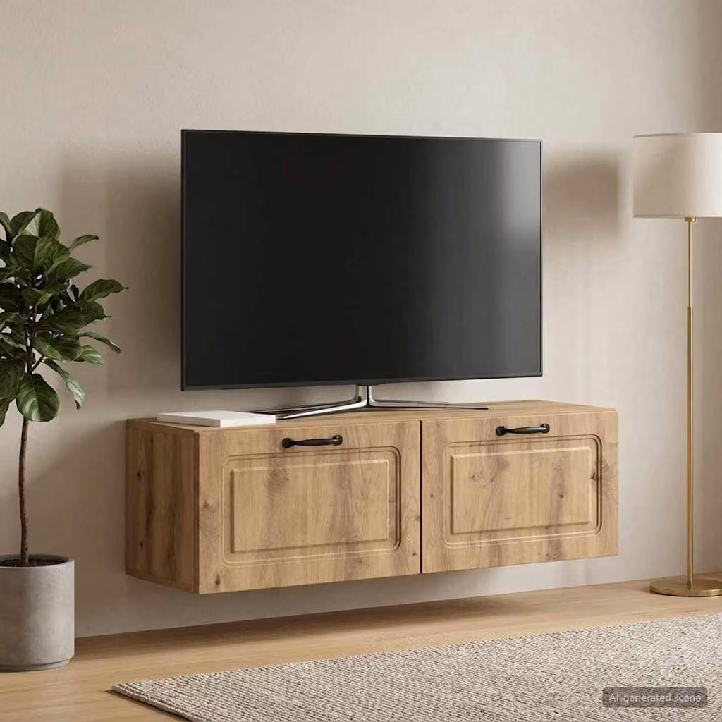 vidaXL Mobile Porta TV da Muro Moderno in Rovere Marrone L: 98 cm, P: 31 cm, H: 30 cm