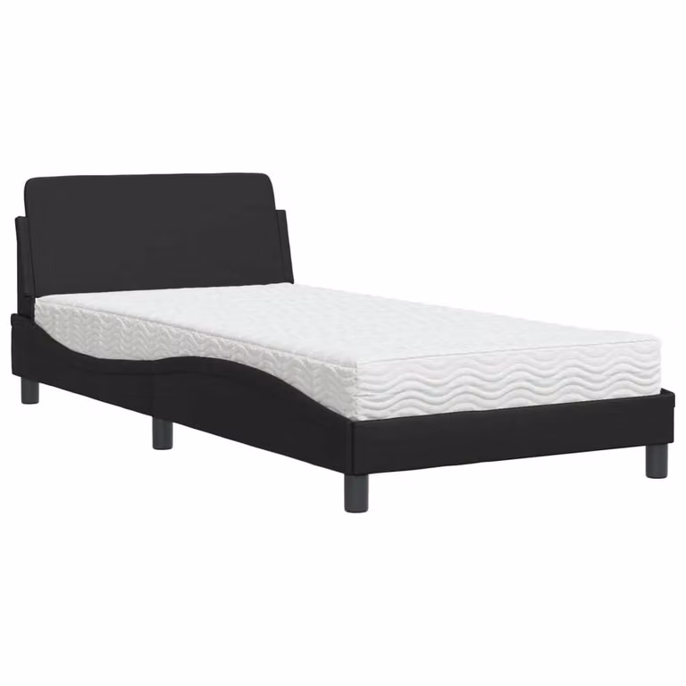 Letto con Materasso Dover Nero 100x200 cm in Pelle finta