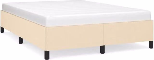 Letto matrimoniale Design In beige in tessuto con struttura in legno e doghe fisse L/P: 140 x 190 cm