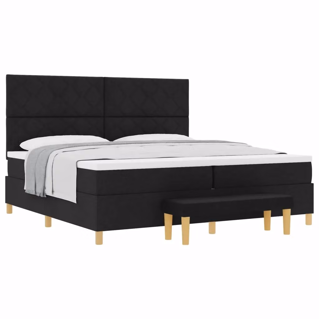 Letto a molle moderno vidaXL con testiera in tessuto nero L: 200 cm, P: 200 cm, H: 128 cm – 2