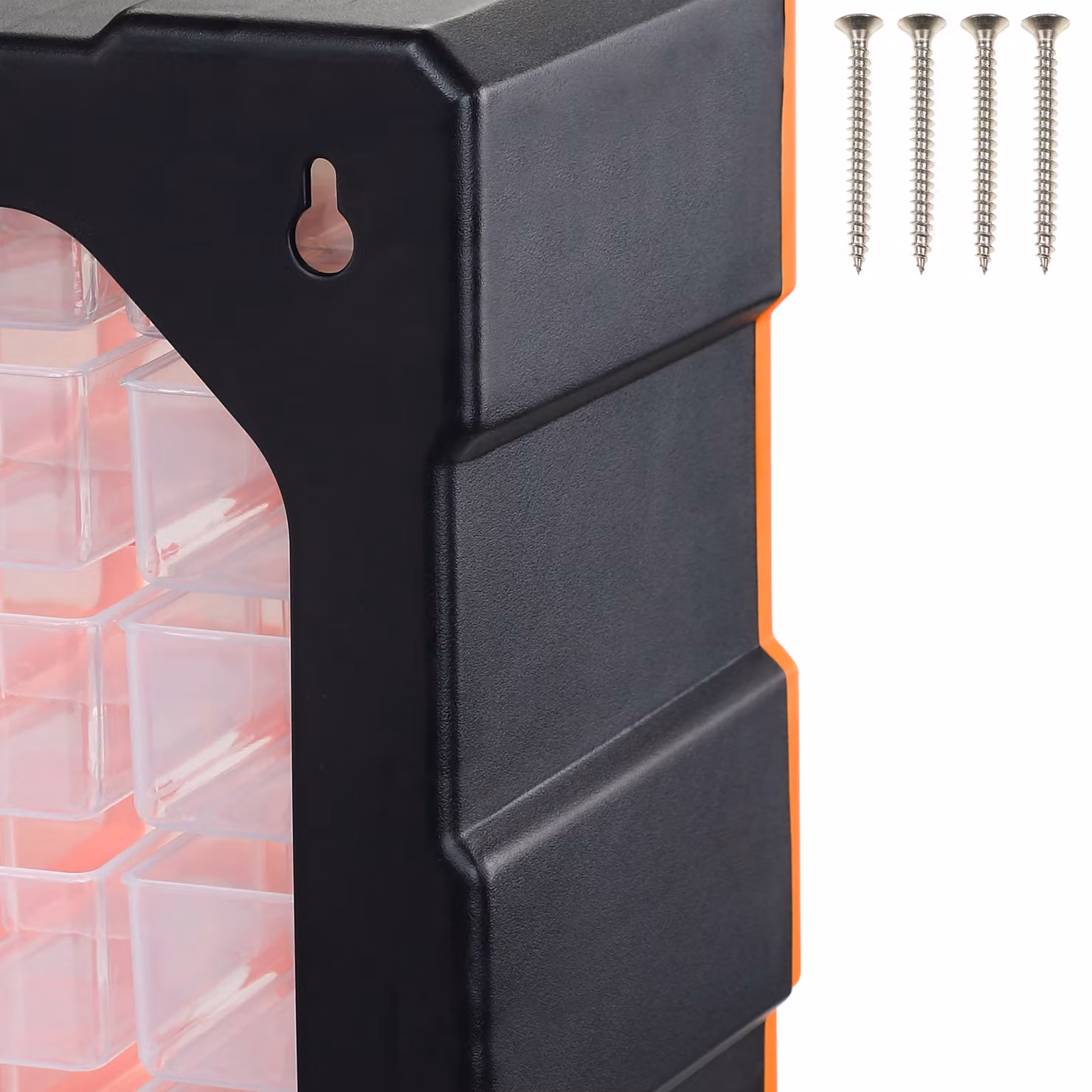 Porta minuterie Monzana con 38 cassetti in plastica, disponibile in arancione, grigio o trasparente, L/P/H: 47,5 x 38 x 16 cm – 3