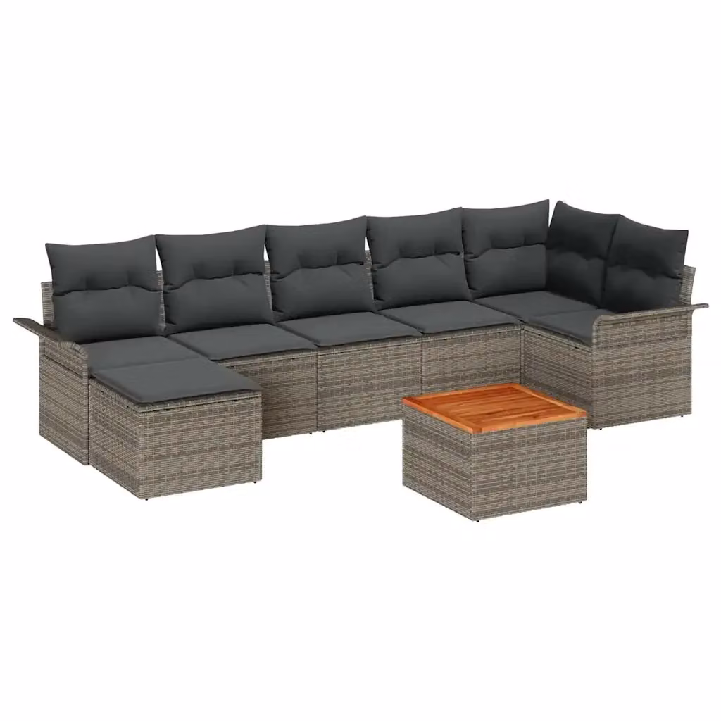 Set Divano da Giardino a L vidaXL in Polyrattan Grigio con Cuscini e Tavolino da 8 Pezzi – 2