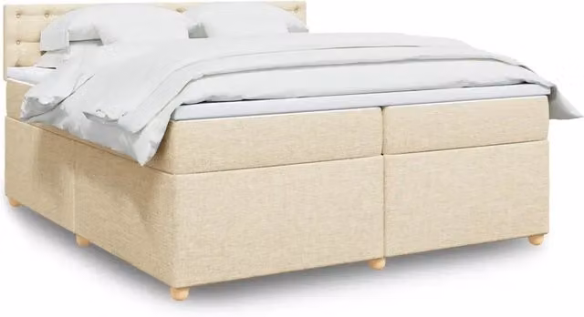 Letto Ibrido vidaXL con Materasso a Molle Insacchettate e Cassetti, Colore Beige e Bianco, L/P: 200 x 200 cm
