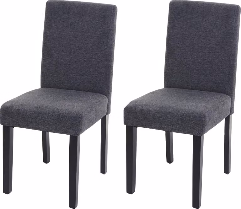 Set di 2 sedie da sala da pranzo Sedie da cucina classiche e intramontabili | A x L x P 90 x 43 x 56 cm | Altezza seduta 45 cm | Tessuto | Gambe scure | Grigio antracite