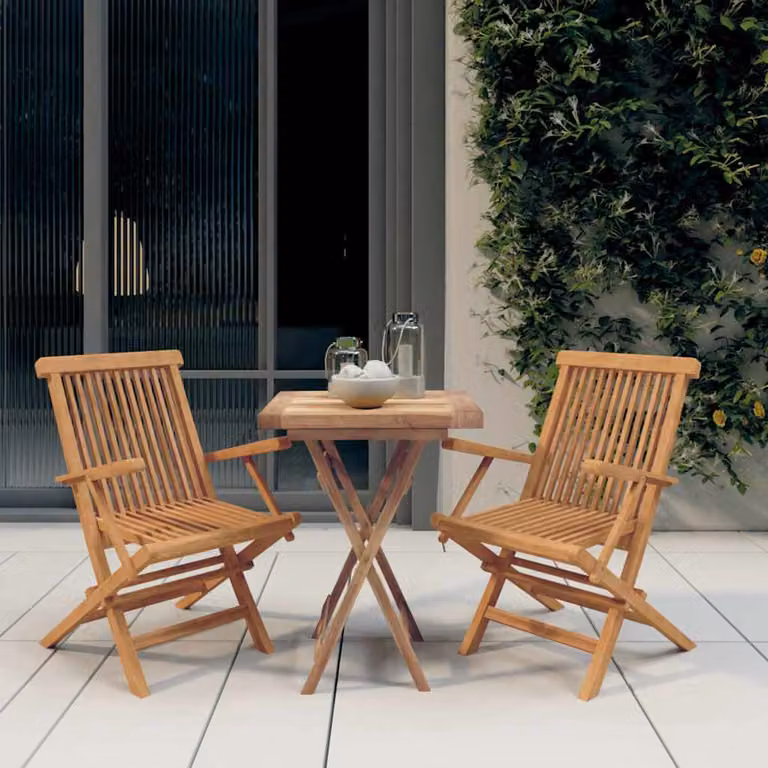 Set da pranzo per giardino vidaXL in legno di teak marrone composto da 3 pezzi