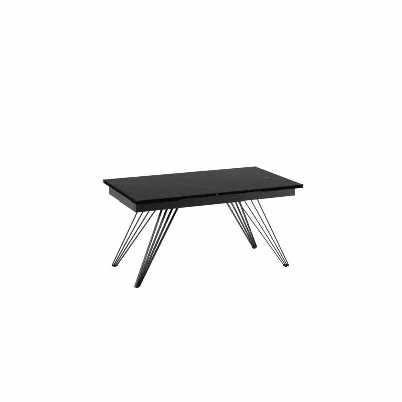 Tavolo da pranzo allungabile Match Stones in ceramica nera opaca con struttura in metallo L/P/H: 160/240 x 90 x 76 cm – 2