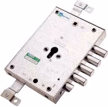 Serratura per porte blindate Mottura E73 con cilindro europeo Art. 89.371 sinistra colore argento