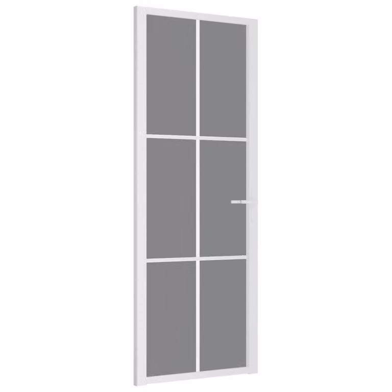 Porta Interna 76x201,5 cm Bianca in Vetro ESG e Alluminio