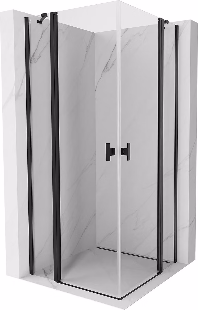 Mexen Mist Duo cabina doccia battente 95 x 95 cm, trasparente, nero - 8A4-095-095-70-00