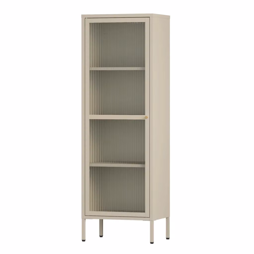 Armadio a Vetrata Säkylä en.casa con 4 Scomparti in Metallo e Vetro, Colore Cammello, L/P/H: 150 x 50 x 35 cm – 2