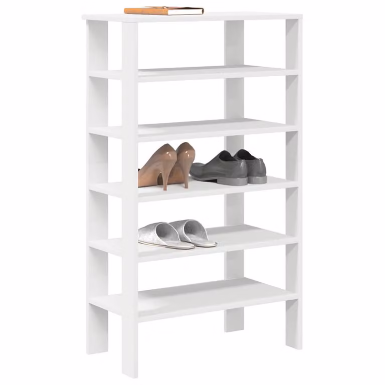 Scarpiera moderna vidaXL bianca con ripiani piatti e ante, da appendere al muro, L: 61 cm, P: 32 cm, H: 105 cm
