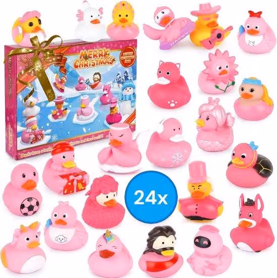 Ultiluxe Calendario dell'Avvento 2025 - Paperelle da bagno - Regalo di Natale - 24 scomparti con adorabili paperelle - 3+ anni - Taglia 24 - Colorato