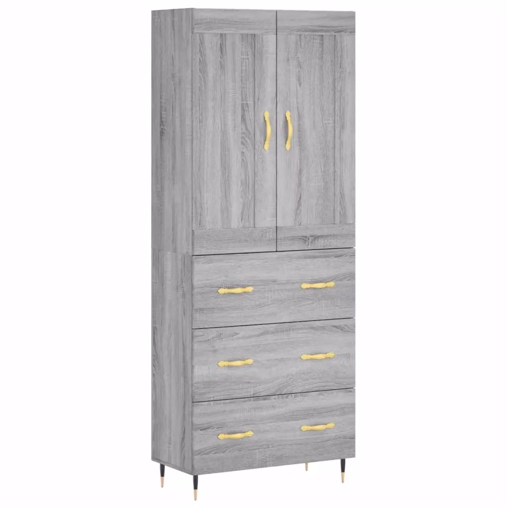 Credenza moderna vidaXL in legno e metallo, Grigio opaco, L: 69,5 cm, P: 34 cm, H: 180 cm – 2