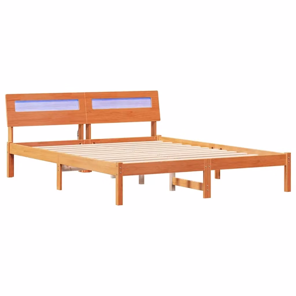 Struttura del letto in legno di pino massello vidaXL, marrone cerato, 150 x 200 cm – 2