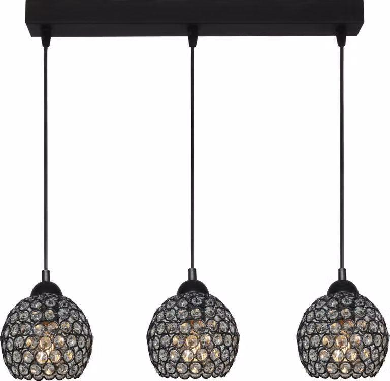 Lampada a sospensione nera con paralume in cristallo KLAUDIUSZ 14-742