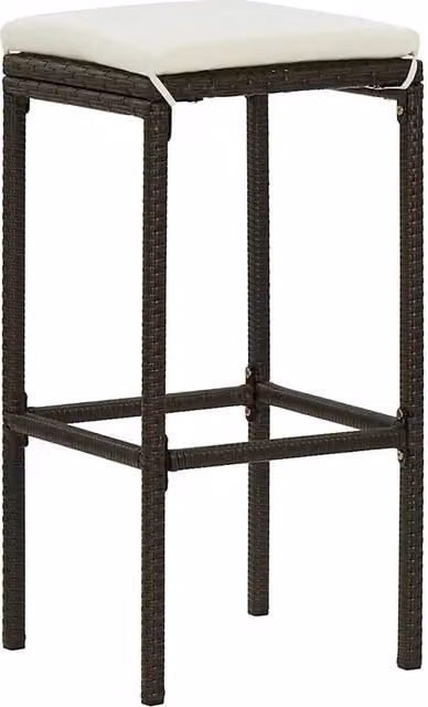 Set di 6 sgabelli da bar vidaXL in rattan marrone con cuscini bianchi e struttura in metallo