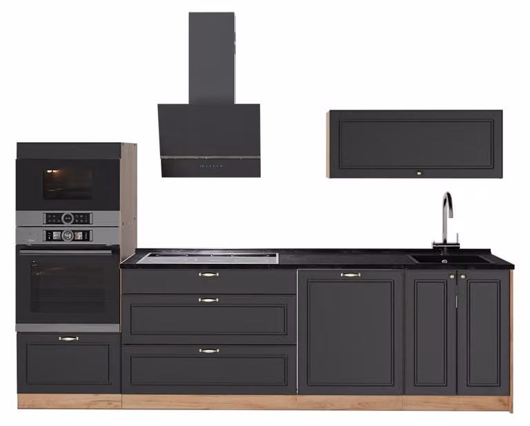 Cucina componibile Vicco Fame-Line Oro-antracite rustico/Rovere dorato 280 cm, PL Antracite, Model 64681