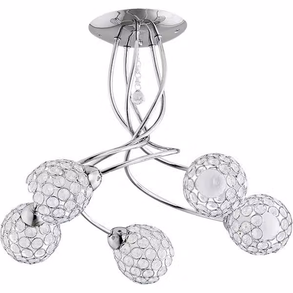 Lampada da soffitto VAIO cromata 5xE14x10W in metallo, dimensioni: 33x54x54 cm, IP20, Alfa