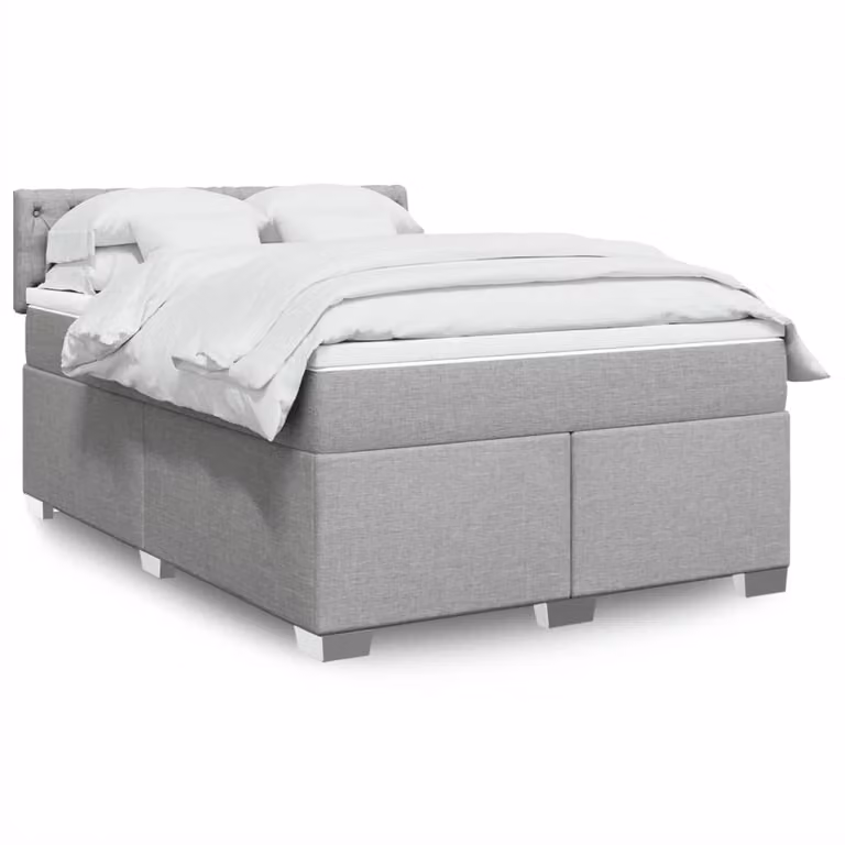 vidaXL Giroletto a Molle con Materasso Ibrido in Tessuto Grigio e Bianco L/P/H: 200 x 140 x 100,5 cm