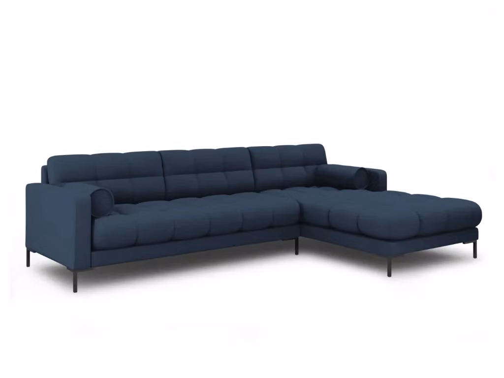Divano angolare destro Bali di Cosmopolitan Design in tessuto blu a 5 posti – 2