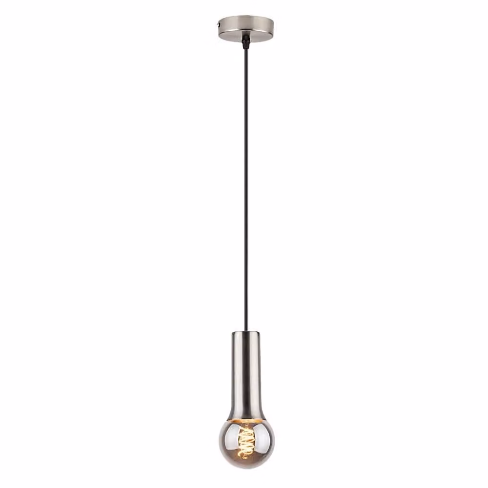 Rabalux 72015 Lampada a sospensione 1 spot Zuriel, E27, argento, rotonda, industriale, ø70mm