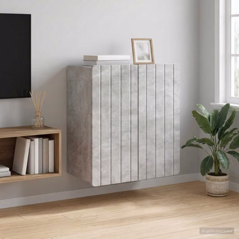 Mobiletto a muro moderno vidaXL in MDF Grigio Opaco con ante a battente e ripiani interni L: 59 cm, P: 31 cm, H: 64 cm