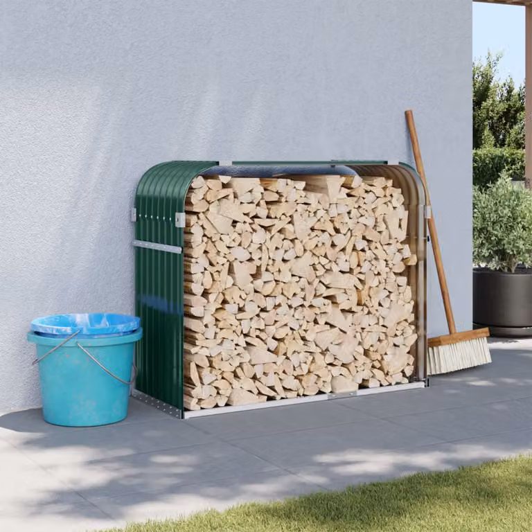 vidaXL Portaceppi in Acciaio Zincato Verde L: 120 cm, P: 45 cm, H: 100 cm