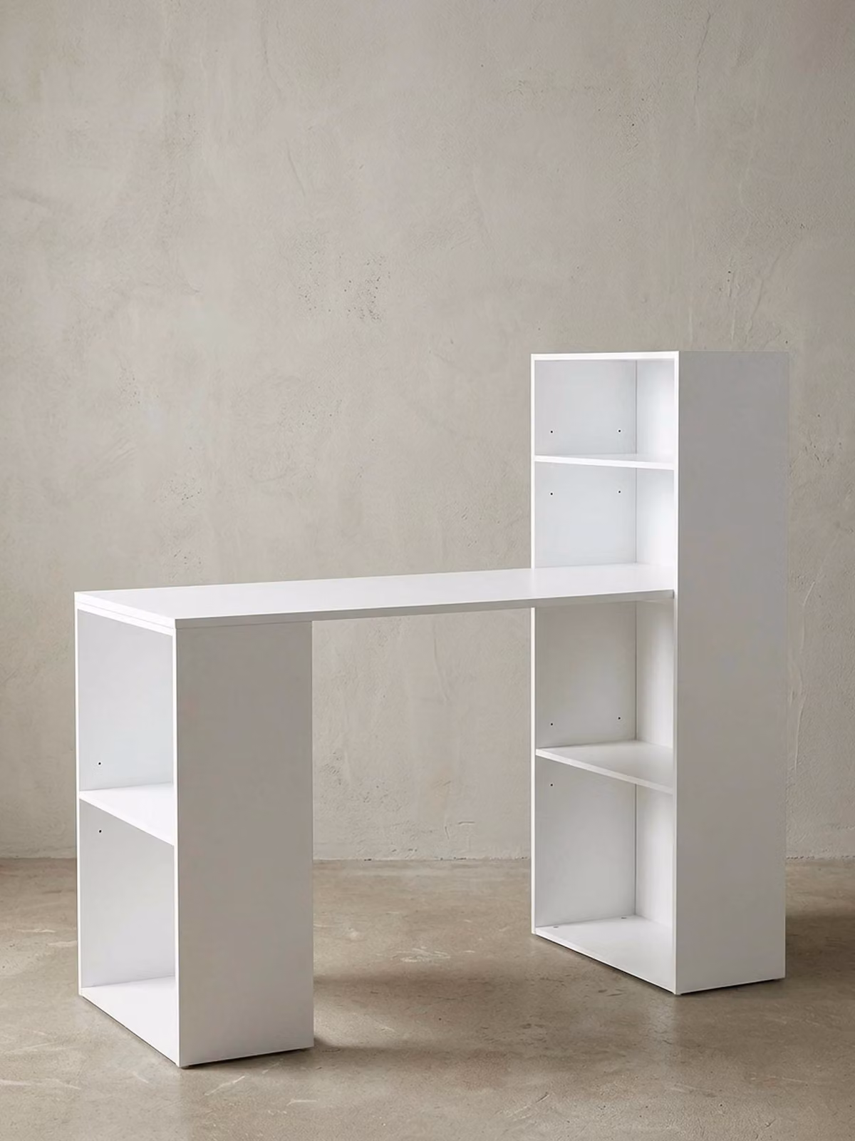 Scrivania con ripiano "BRENTA": truciolato, altezza ripiano variabile. Bianco, 120x53x120 cm | Kadima Design