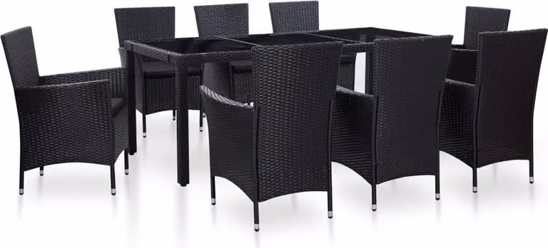 Maison Exclusive - Set da pranzo da giardino 9 pezzi in polyrattan nero