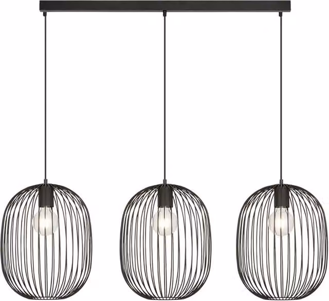 Lampadario Sospeso Moderno Luceart-Classic Michizane in Acciaio Nero con 3 Luci E27