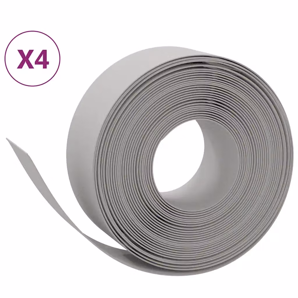 Set di 4 bordure da giardino ornamentali vidaXL in polietilene grigio, L/P/H: 10 m x 20 cm – 2