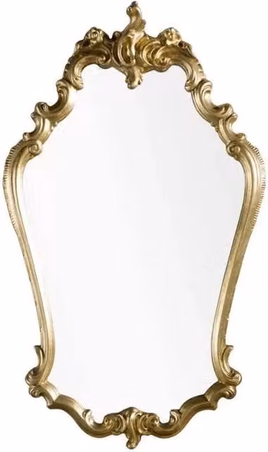 Specchiera in foglia oro sagomata con cimasa misure: l.57 x h. 95 x p. 5 - Mobili 2G