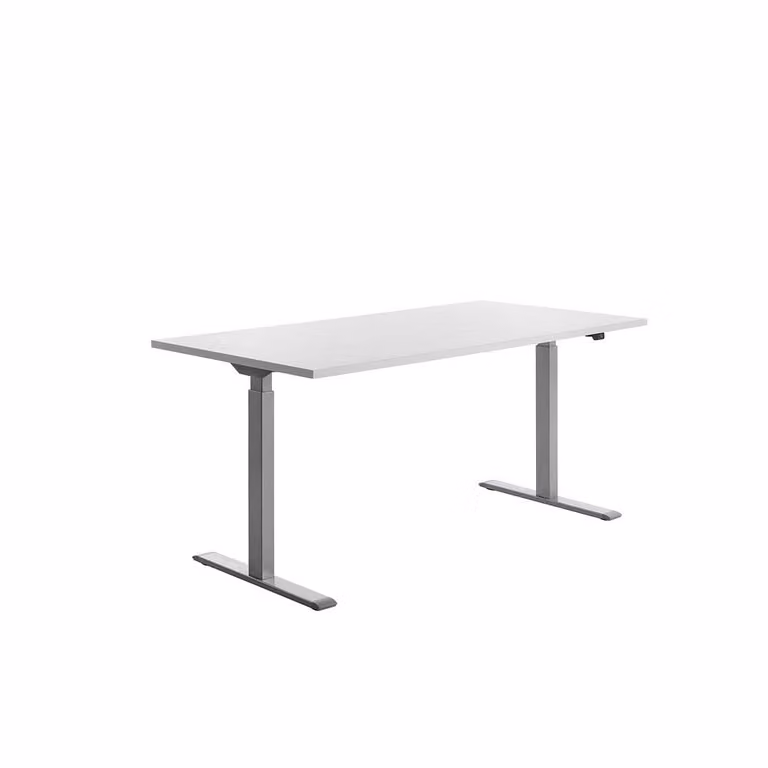 Topstar E-Table scrivania regolabile in altezza bianco rettangolare con gambe a T grigio 160,0 x 80,0 cm