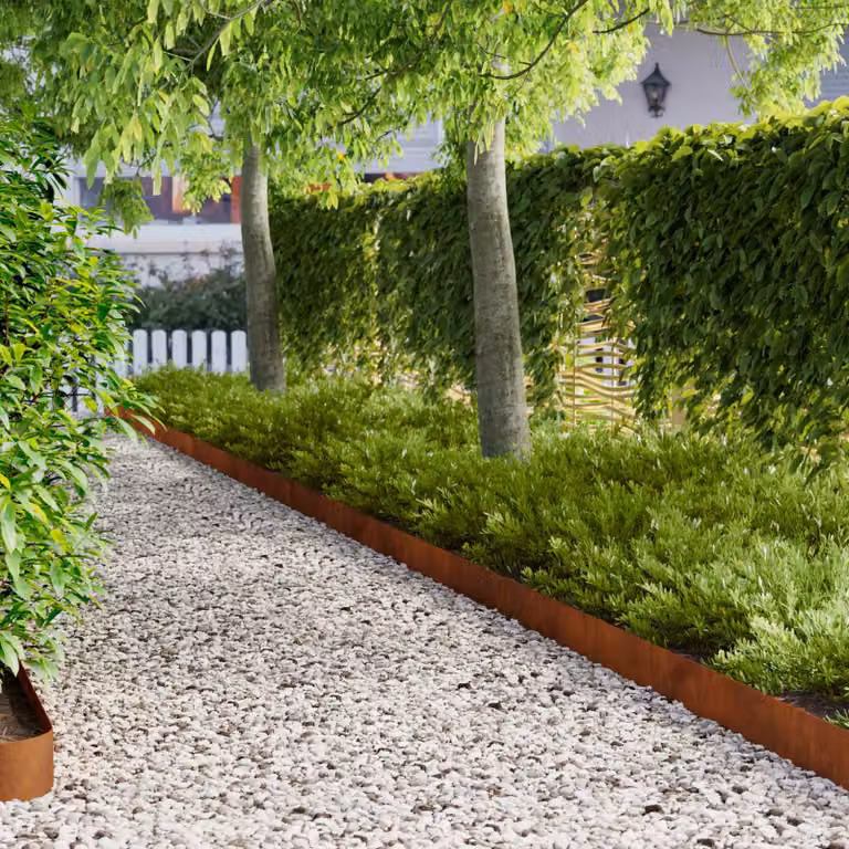 Set di 20 bordure per prato vidaXL in acciaio marrone, L: 100 cm, H: 15 cm