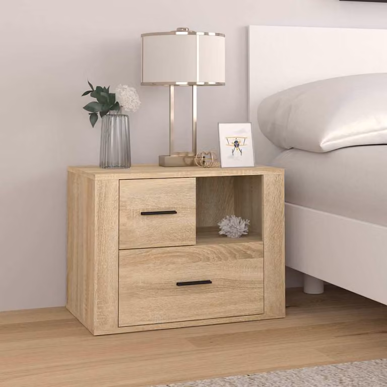 Comodino vidaXL in Legno Multistrato Rovere Sonoma, Colore Marrone/Beige, L 60 cm x P 36 cm x H 45 cm