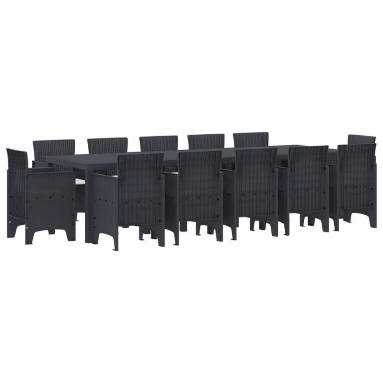 Set da Pranzo per Giardino e Terrazza vidaXL in Polyrattan Antracite, 13 Pezzi