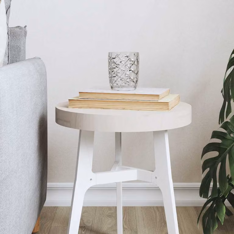 vidaXL Piano Tavolo Rotondo in Legno Massello di Pino Bianco Ø30 cm, Spessore: 3 cm