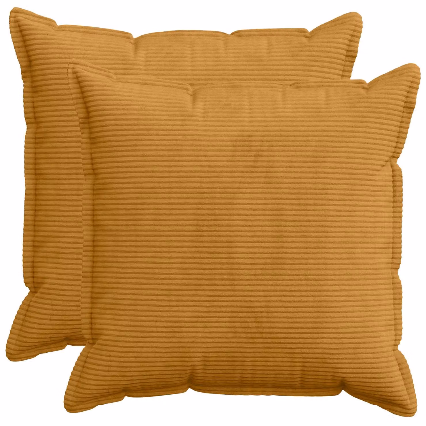 Set di 2 federe vidaXL HOUTEN in velluto a coste giallo, L 80 x P 80 cm