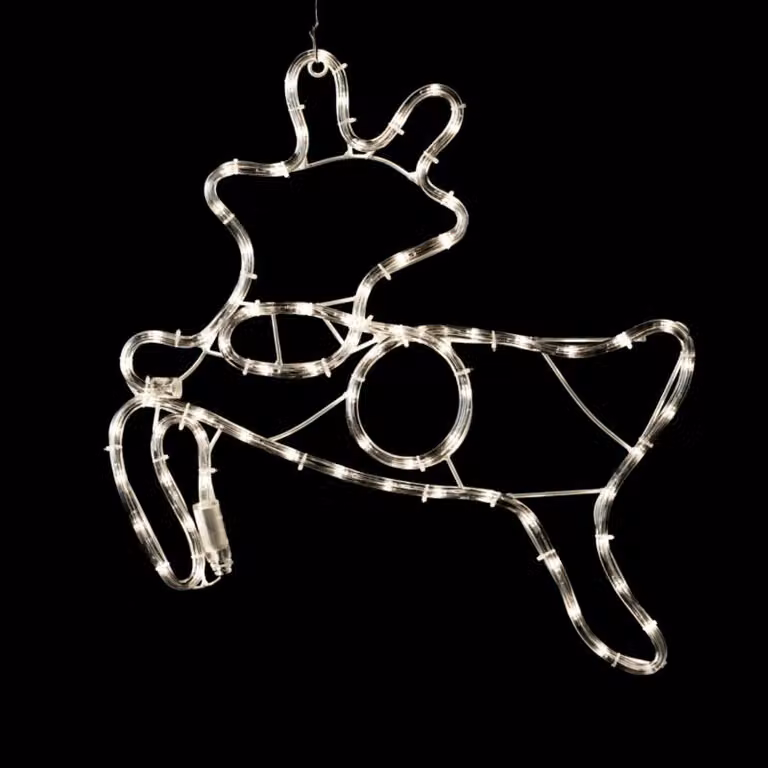 ACA Decorazione natalizia illuminata a forma di renna per esterni, 72 LED, 3 m di filo, bianco freddo, IP44, 47 x 49 cm, cavo di alimentazione da 1,5 m XDEERLEDW49
