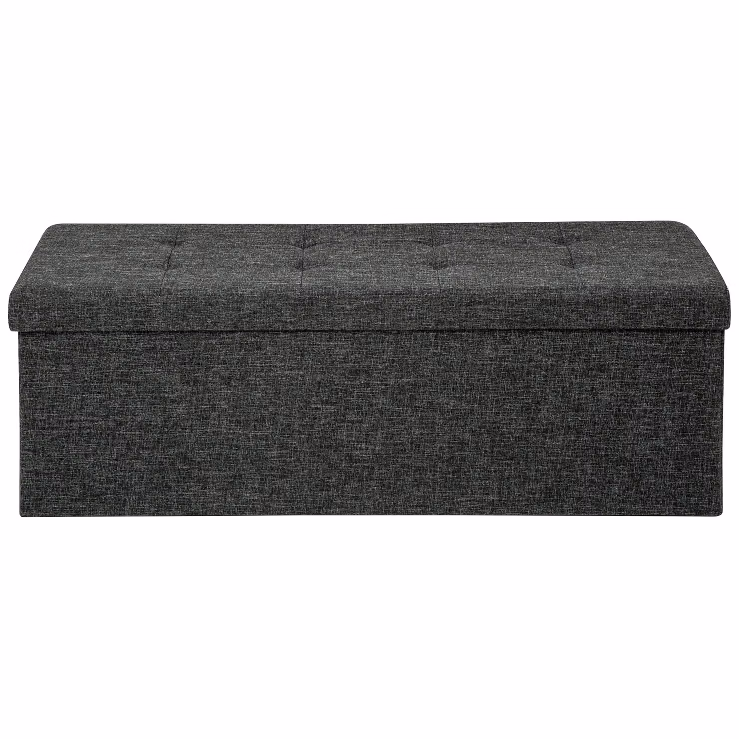 Cassapanca pouf pieghevole con contenitore TecTake in poliestere grigio, L 110 x P 38 x H 38 cm – 2